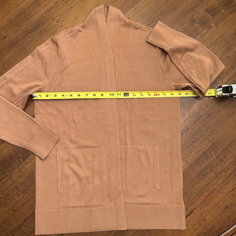 Lands End Womens Cardigan Sweater Size SP Pockets Open Front Camel Tan High Neck - Picture 4 of 10